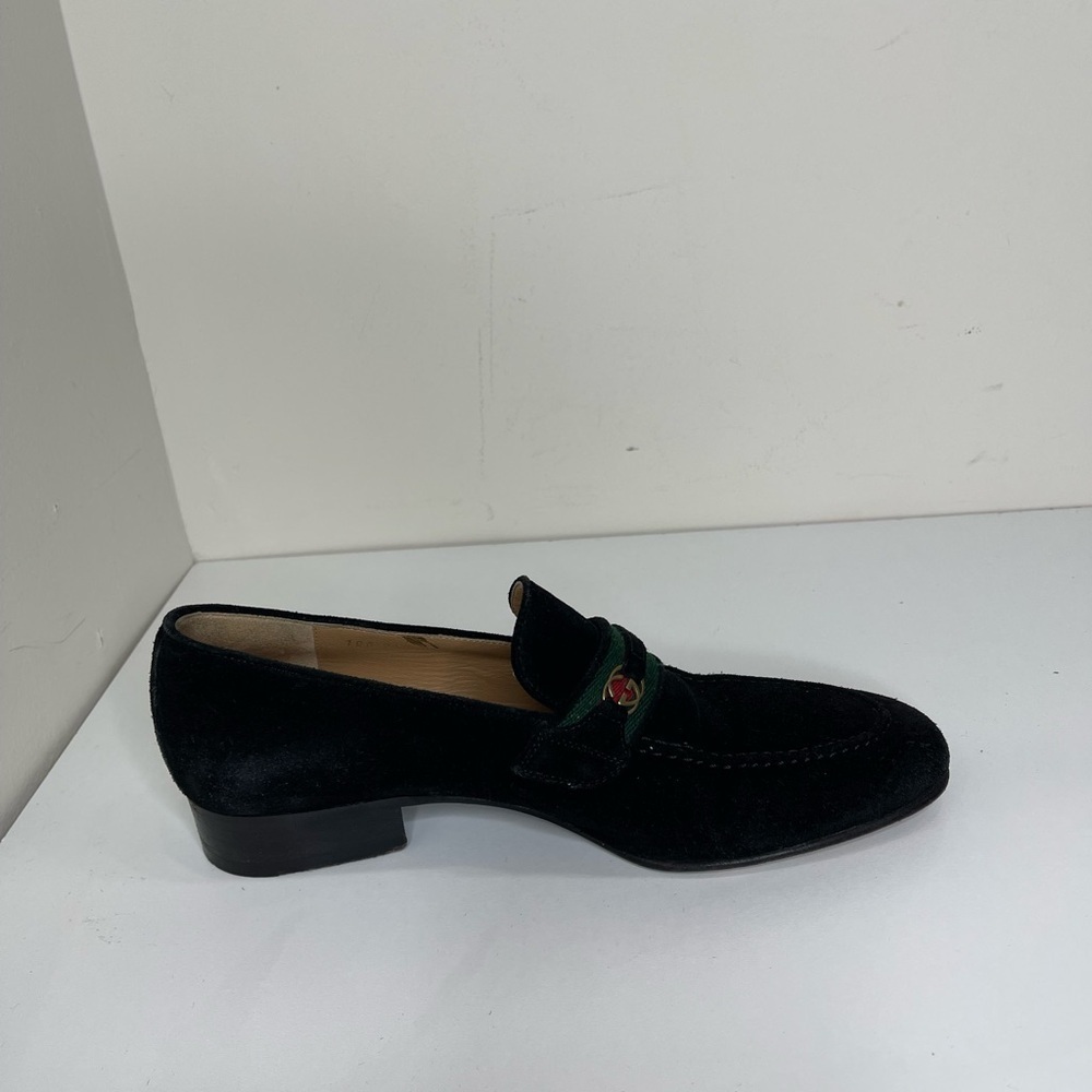 GUCCI GG Horsebit Web loafers black suede preppy  LOGO VTG designer school - Picture 5 of 13